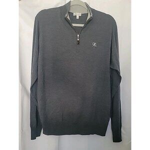 Peter Millar Crown 1/4 Zip 85% Merino Wool 15% Silk Mens Large Sweater Gray